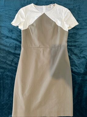 Classic Two-Tone Sheath Dress - White & Green